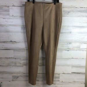 Chico’s Faux Suede Leggings Pants Chamois Camel Tan Pull On Women’s 2R (M/12)